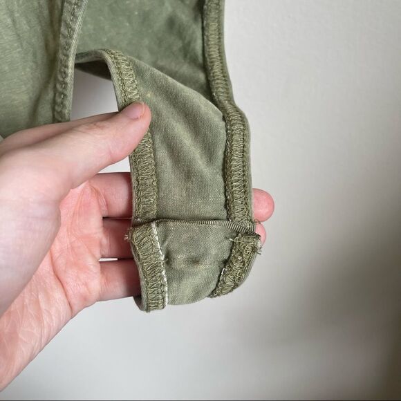 Missguided Green Acid Wash Cutout V Neck Bodysuit Size Medium - Picture 6 of 6